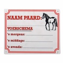 Sign: Horse/feeding schedule (Dutch)